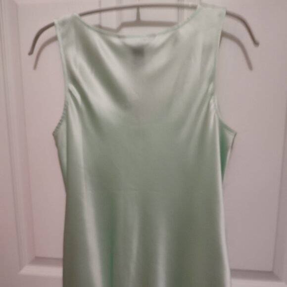 WHBM SILK CAMISOLE METAL MEDALLIONS ON STRAPS COWL NECK SILVERY GREEN NWT XS - Picture 3 of 3